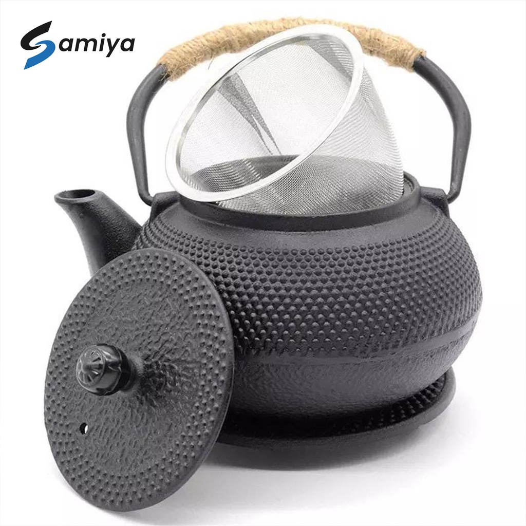 teko teh air kopi iron pot japanese classic style / iron tea pot kettle black / teapot hitam infuser