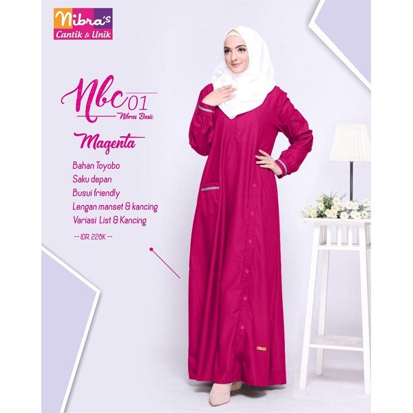 GAMIS JUMBO TERBARU 2021, GAMIS REMAJA, GAMIS MODERN, PAKAIAN MUSLIM WANITA//NIBRAS NBC 01 MAGENTA