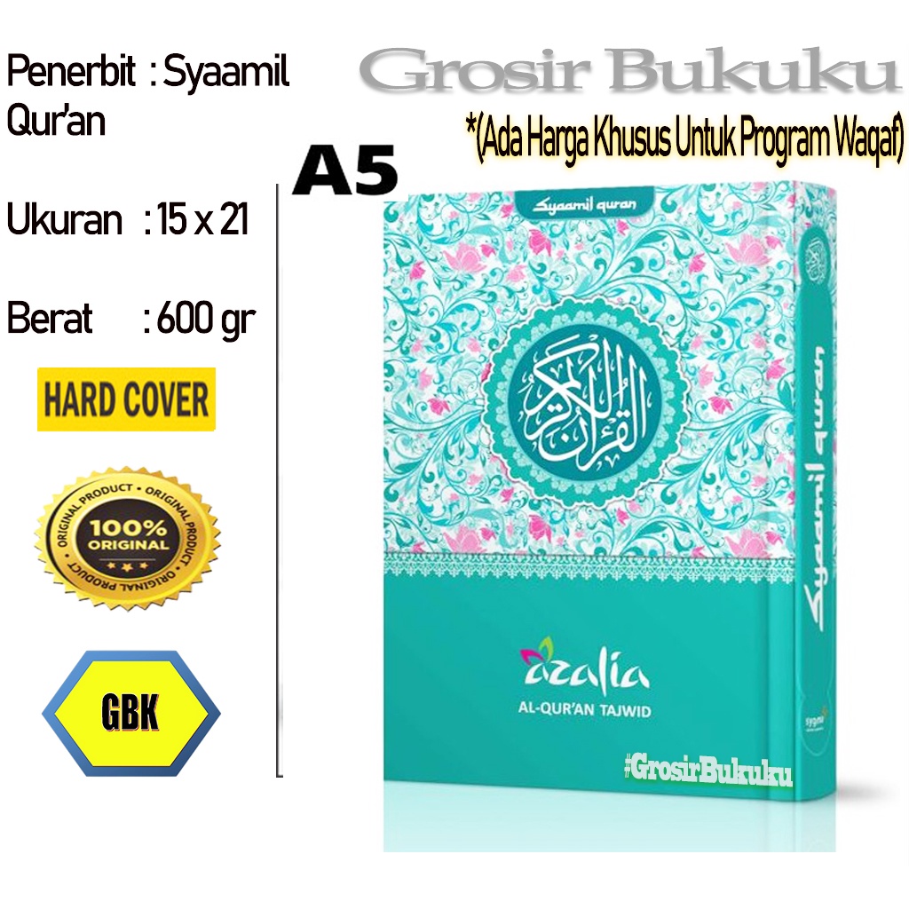 Al-Quran Azalia A5 HC / Mushaf Terjemah dan Tajwid Warna For Woman - Syaamil Quran