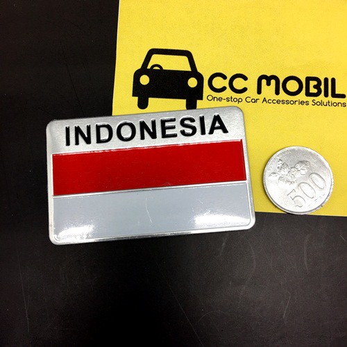 Tempelan Stiker Emblem Mobil BENDERA INDONESIA Aluminium Quality Super