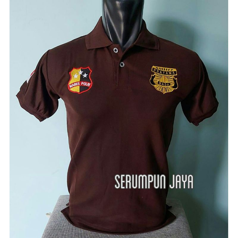 KAOS GADA PRATAMA COKLAT - KAOS KERAH GADA PRATAMA COKLAT BORDIR.