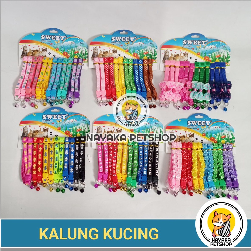 Kalung Kucing Lonceng Murah Motif Tulang Glitter Pita