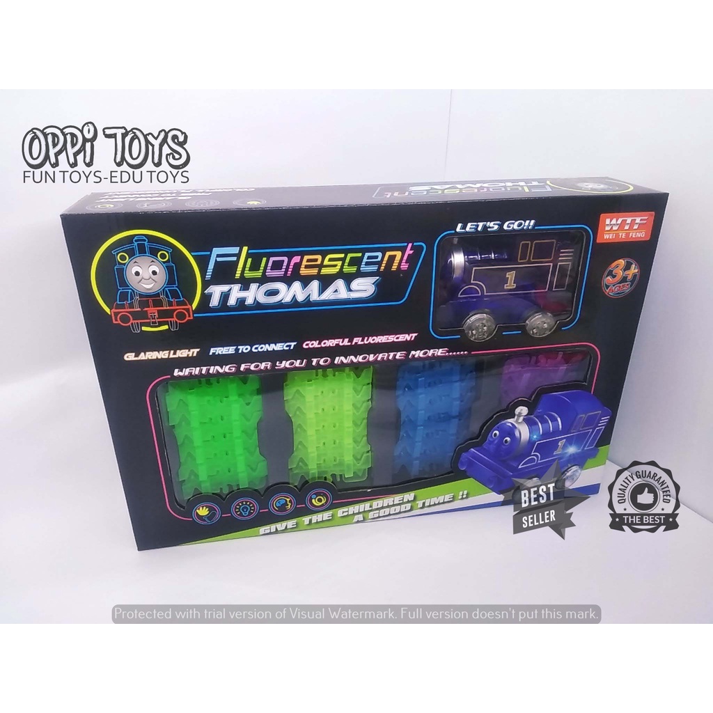 [FREE BATERAI] Mainan Anak Kereta Api Thomas Fluorescent Thomas - Track Thomas Menyala Dalam Gelap -