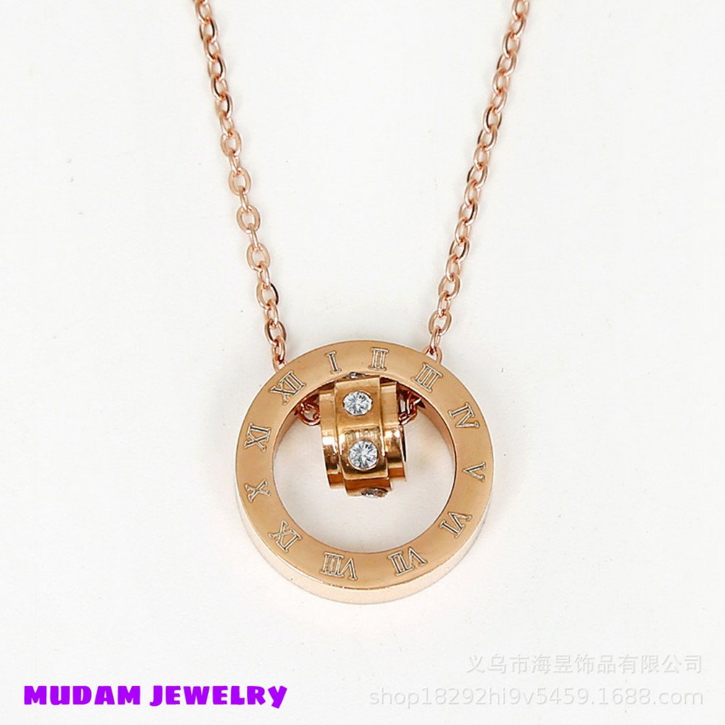 Kalung Bulgr Ring Titanium Rose Gold, Gold dan Silver