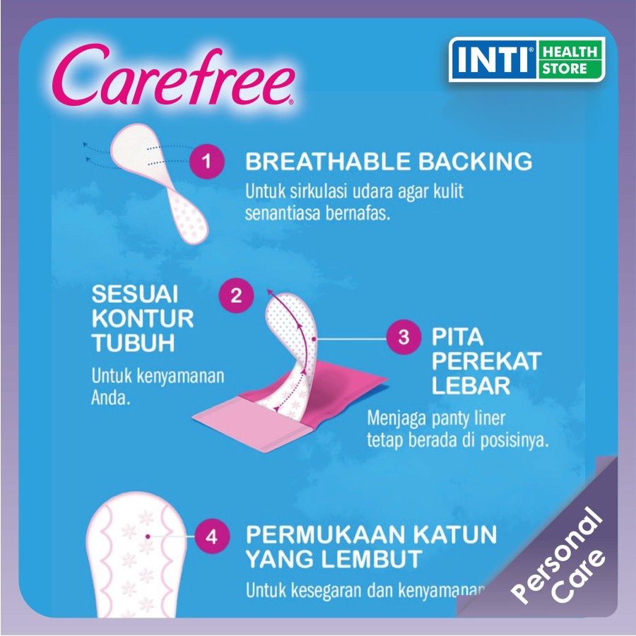 Carefree | Breathable Unscented Panty Liner | Pembalut Wanita 20's