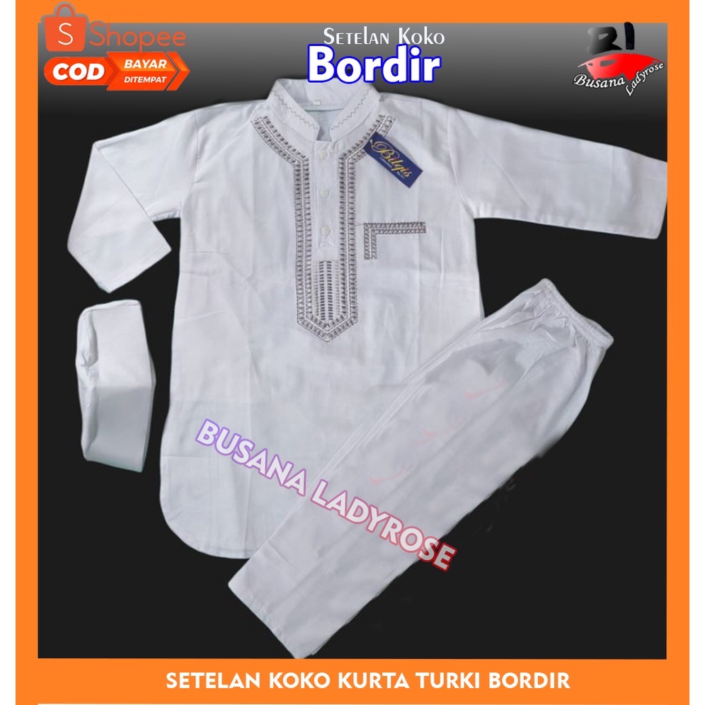 Baju Koko Anak Laki Laki Jubah Gamis Putih / Baju Muslim Anak Laki Laki Gamis Putih
