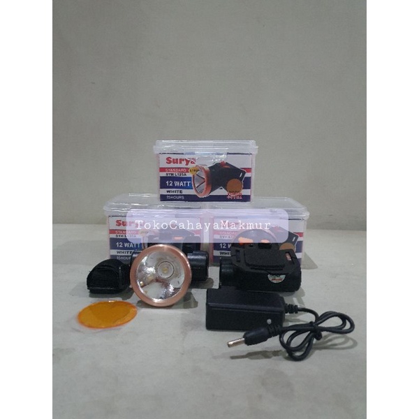 HeadLamp / Senter Kepala Rechargable 12w 12watt SYH L125A Surya + Yellow Cover