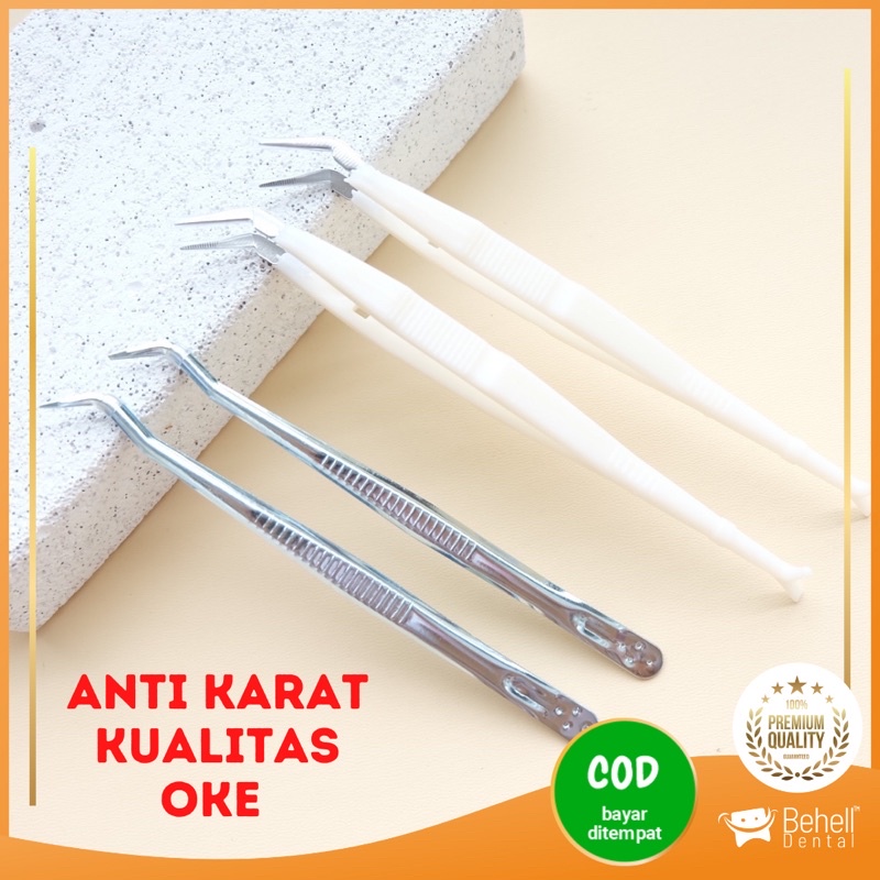 PINSET BEHEL GAGANG PLASTIK / BESI PREMIUM QUALITY Pingset L Alat Penghilang Plak Gigi Dental