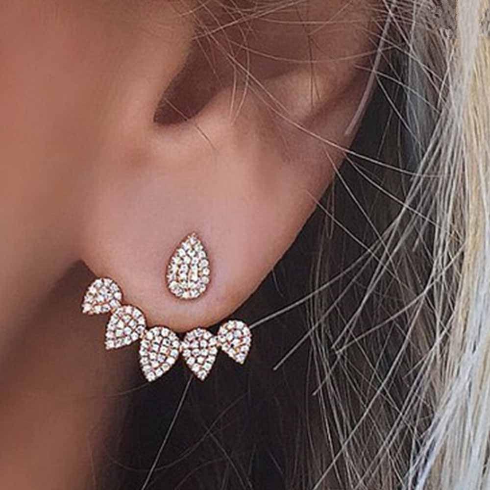 Lily Pearl Ear Stud Panas Bentuk Hati Pola Geometri Gaya Korea Sayap Malaikat Anting