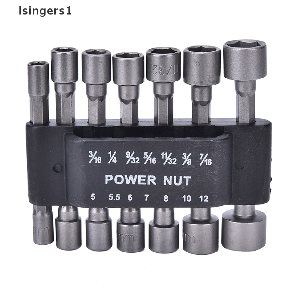 (lsingers1) 14pcs / Set Mata Bor Power Nut Driver SAE Metric Socket 1 / 4 &quot;Hex Shank