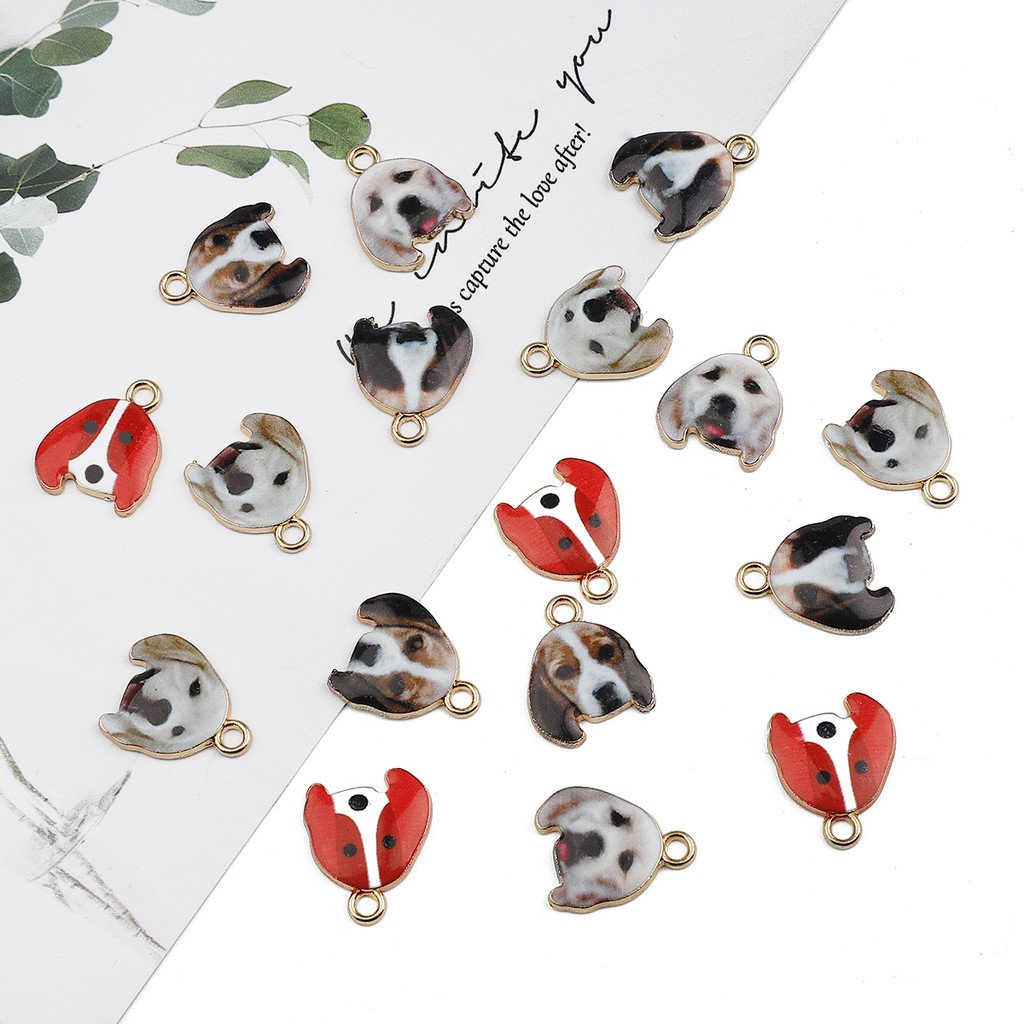 4pcs Charms Enamel Bentuk Anjing Bahan Alloy Warna Emas Untuk Membuat Perhiasan Kalung Dan Gelang