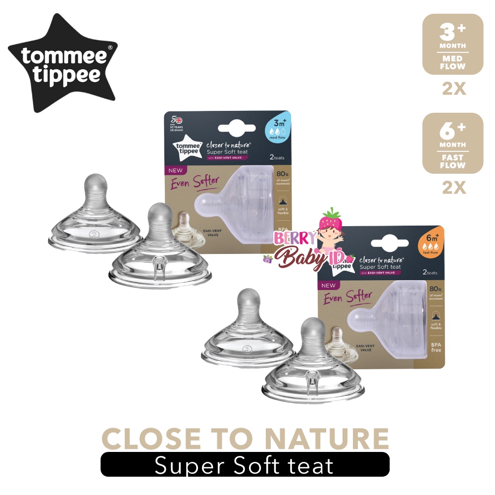 Tommee Tippee Closer to Nature Soft Teat Dot Botol Susu Bayi Wide Neck Berry Mart