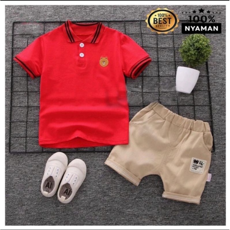 BAJU SETELAN ANAK LAKI LAKI DAN PEREMPUAN 1-5 THN MOTIF LITTEL POLLO