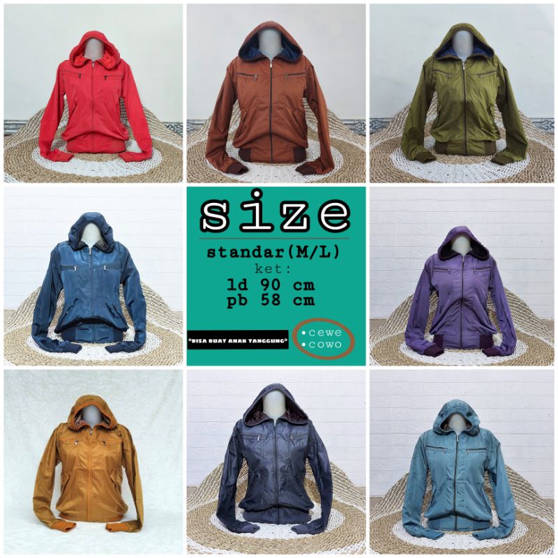 jaket parasut remaja/anak tanggung/dewasa/Ld 90 cm