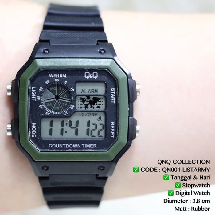 "Jam tangan QNQ watch digital anti air tali rubber karet sporty grosir"