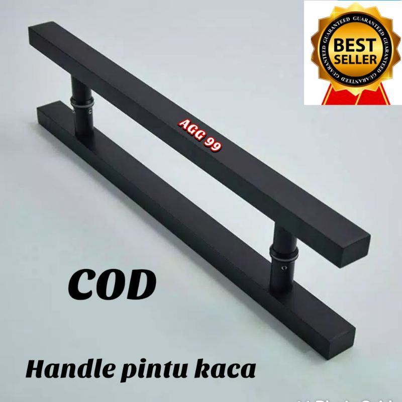 Handle gagang pintu kaca/Tarikan pintu minimalis hitam full Dop