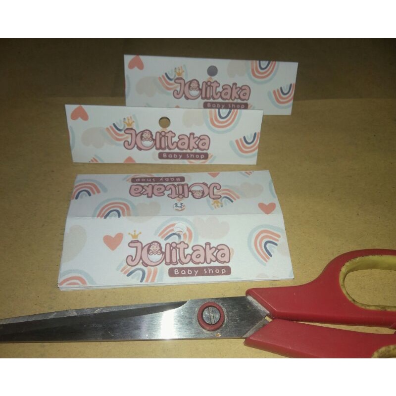 

label/hangtag ukuran 10x3cm Sdh lipat (10x6cm) cetak desain custom