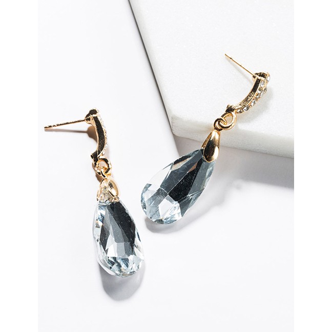 LRC Anting Tusuk Fashion Drop-shaped Glass Diamond Earrings F89080