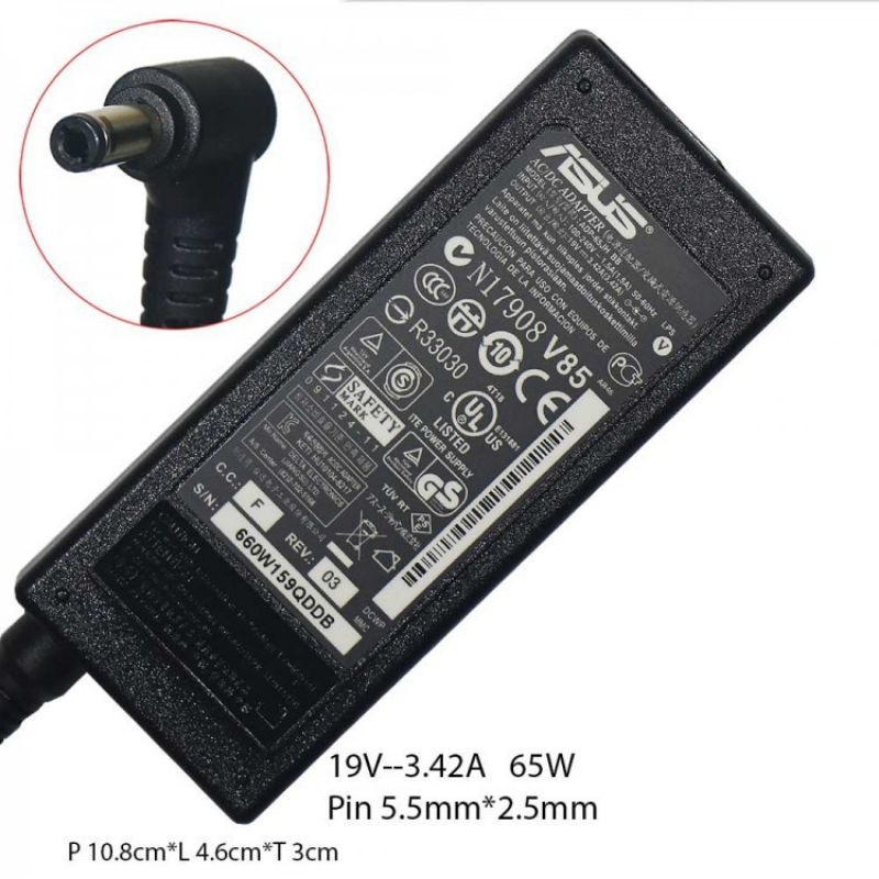 Charger Adaptor Cas Laptop Asus 19v 3.42A A43s A42f ORI Free Kabel Power