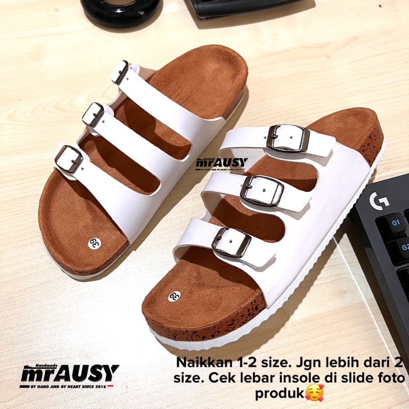 Sandal Selop Wanita Casual mrAUSY Ringan Strap 3 Gesper 3