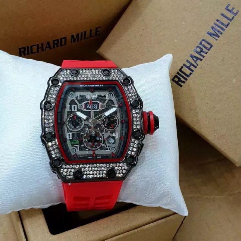Jam Tangan Pria RM-6604 Richard Mile Super Premium Crono Tanggal Aktif - Free Box Batre Cadangan