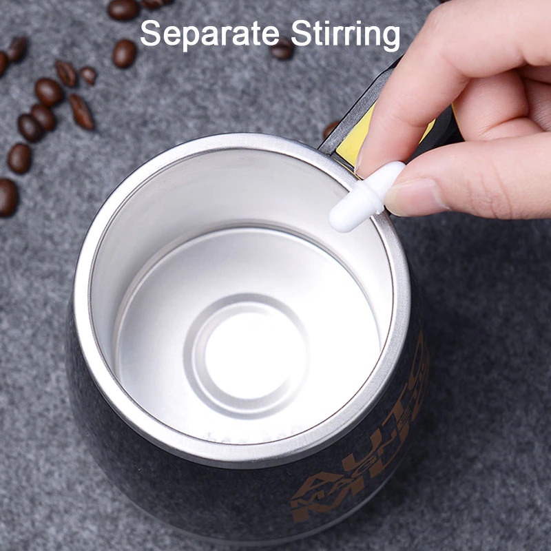 Gelas Aduk Otomatis Automatic Magnetic Stirring Cup USB Rechargeable 400ml - LC-01 - Silver