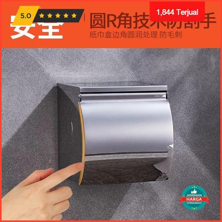 Tempat Kopenyimpanan Tempat Tissue / Kotak Tisu Toilet Gulung Stainless Steel Anti Basah Exclusive