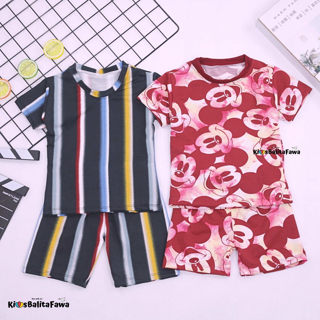 Set Nayeon uk Bayi 6-18 Bulan / Piyama Anak Perempuan Lengan Celana Pendek Setelan Import Baju Tidur