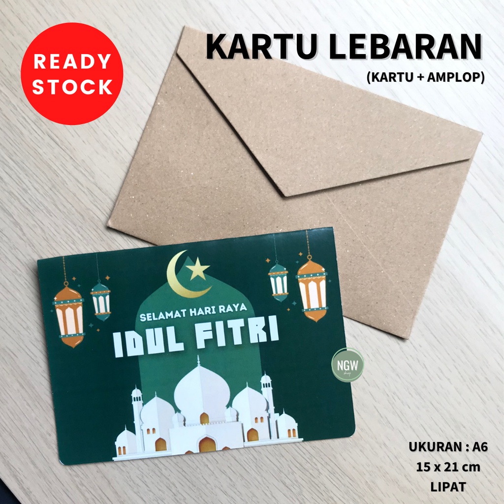 Kartu lebaran ucapan A6 ramadhan idul fitri lipat+ amplop ecer kosongan