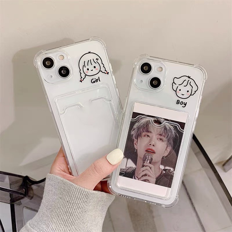 Soft Case Dompet Kartu Bening Untuk iPhone 13 Pro Max 11 12 Pro XS Max XR X 7 8 Plus SE 2020 2022