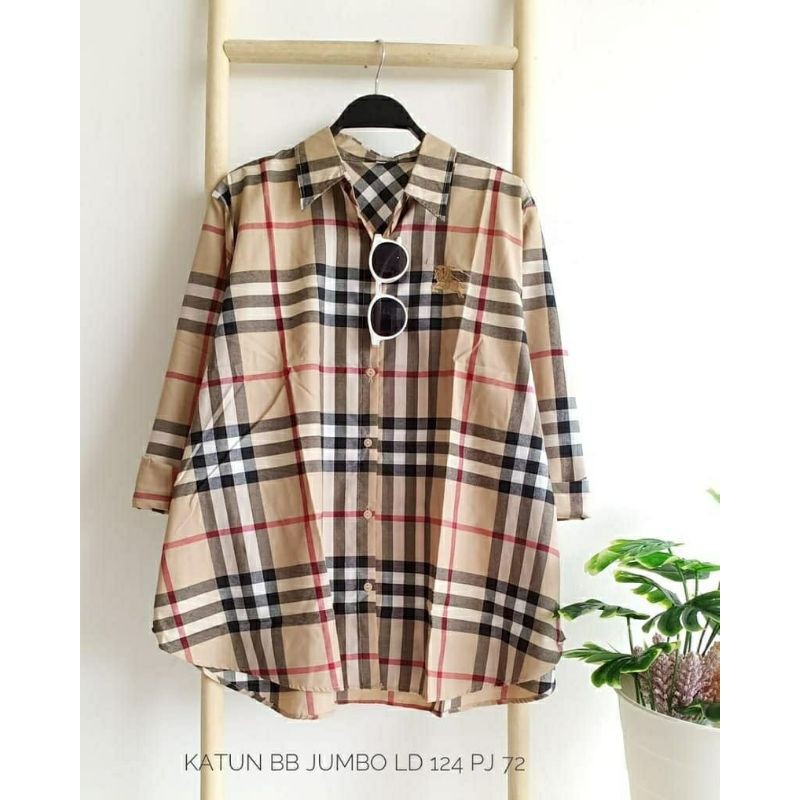 Burberry Jumbo, BLOUSE/KEMEJA WANITA FIT XXXL LD 124 BAHAN KATUN IMPORT MIX BORDIR TERMURAH OOTD TERLARIS