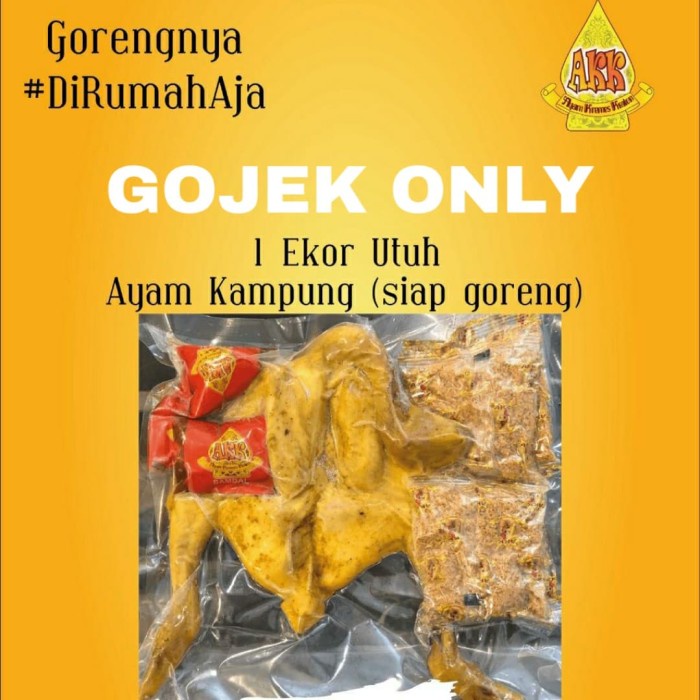

1 Ekor Ayam Goreng Kremes Kampung + Kremes + Sambal sesuai gambar.