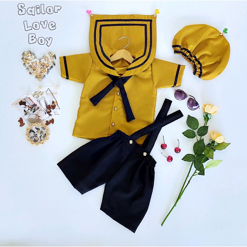 BAJUNIK_PRODUSENBAJUANAK KOSTUM SAILOR LOVE BOY NEWBORN/KOSTUM ANAK/BAJU PELAUT/BAJU PHOTOSHOT/BAJU 