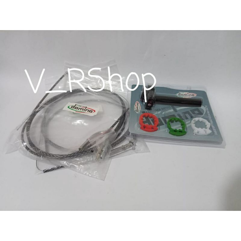Gas Spontan DOMINO + L Gas Cnc + 2 Kabel Gas Serat  Vixion Vario Beat Scoopy Sonic Satria Fu dll