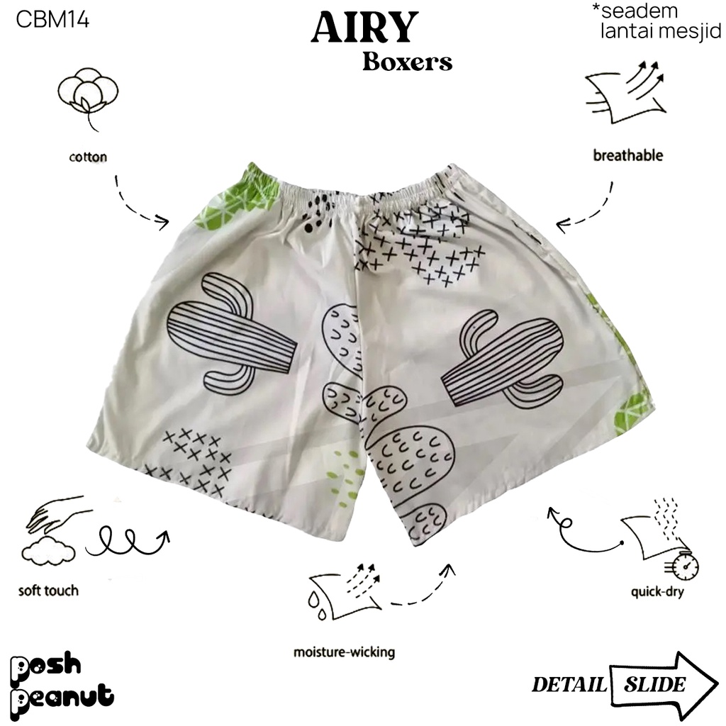 [POSH] AIRY BOXER PRIA WANITA PREMIUM DEWASA REMAJA POLOS DISTRO SURFING MOTIF KAKTUS