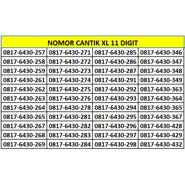 No cantik xl 11 digit