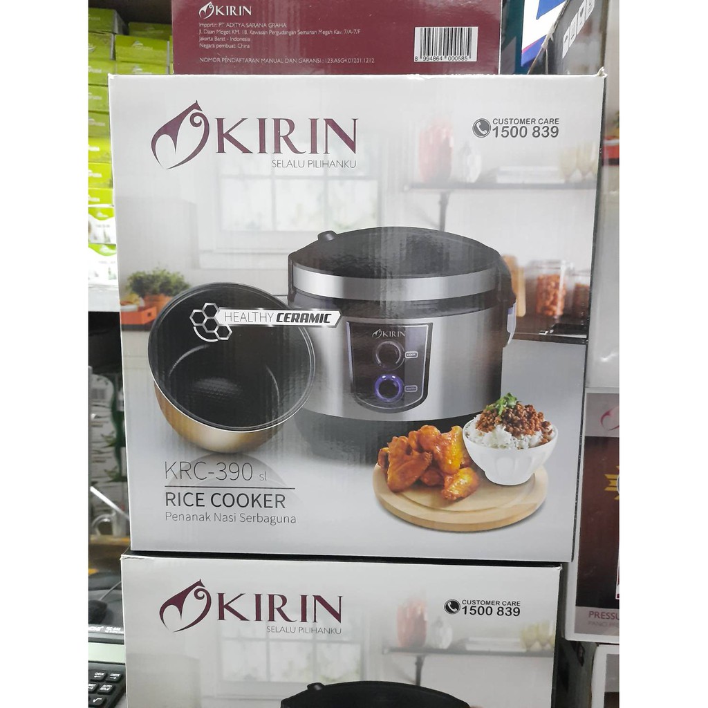 Kirin Rice Cooker / Magic Com Ceramic 2 Liter KRC-390 SL Silver 2L