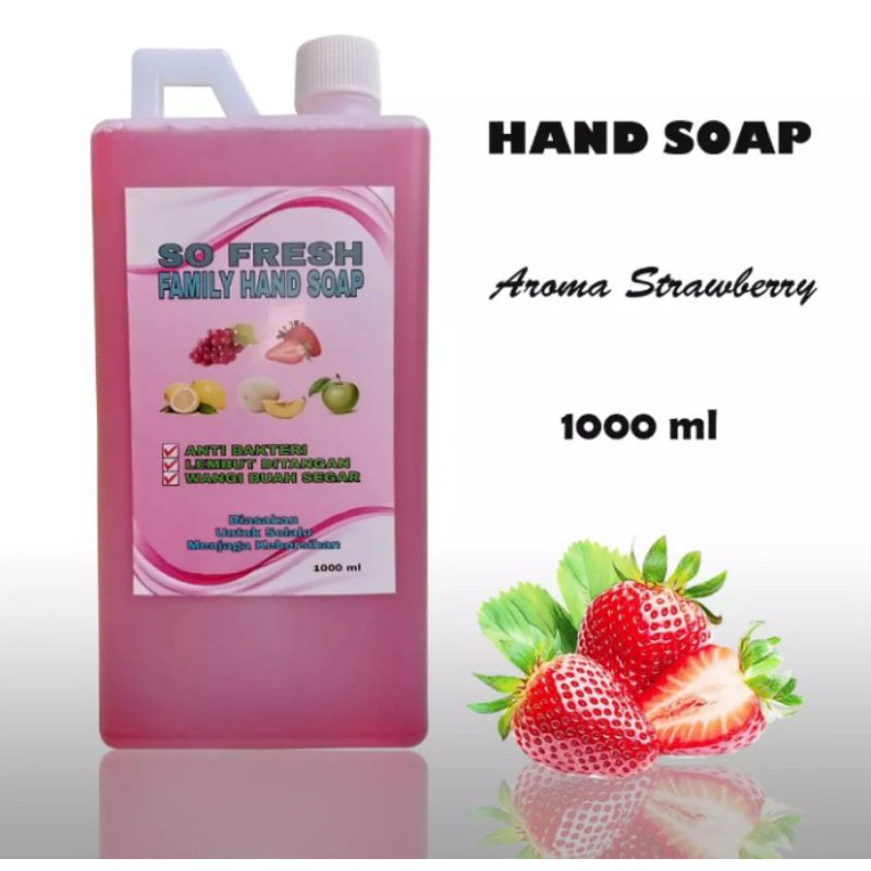 SABUN CUCI TANGAN SO FRESH FAMILY HAND SOAP AROMA STRAWBERRY 1 LITER