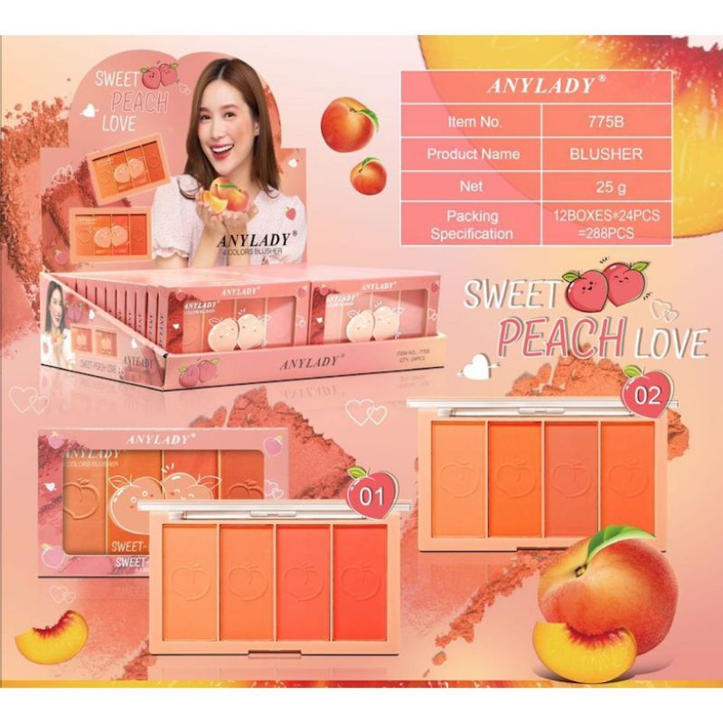 BLUSH ON ANYLADY SWEET PEACH 4WARNA / 3 WARNA PERPCS NO.775 /772/775B