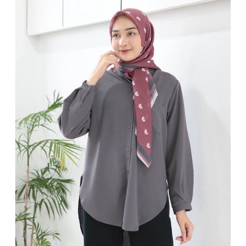 Kania basic Shirt Kemeja Wanita Casual Jumbo Baju Atasan Wanita Terbaru Ootd Remaja Kekinian Kemeja Polos