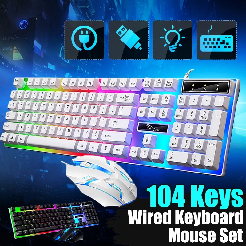 G21B wired keyboard and mouse set, color LED backlight, 104 keys, mechanical keyboard