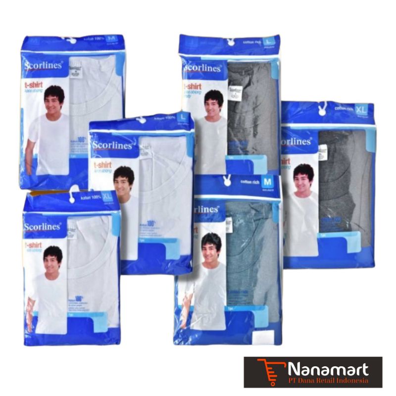 Scorlines Kaos Oblong & Misty Pria isi 1 pcs