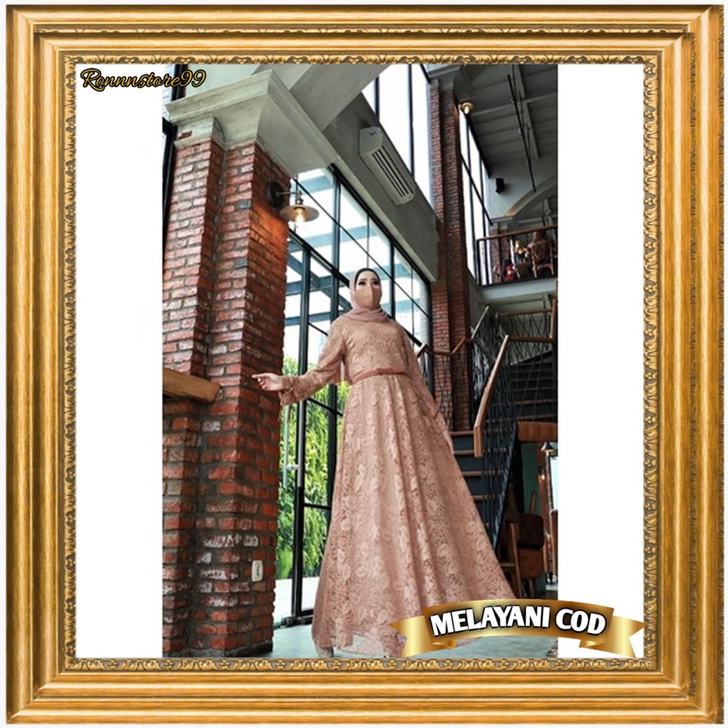 Baju Gamis Brukat Pesta Kondangan Fashion Wanita Remaja Model Kekinian Terbaru 2021 Bahan Brukat