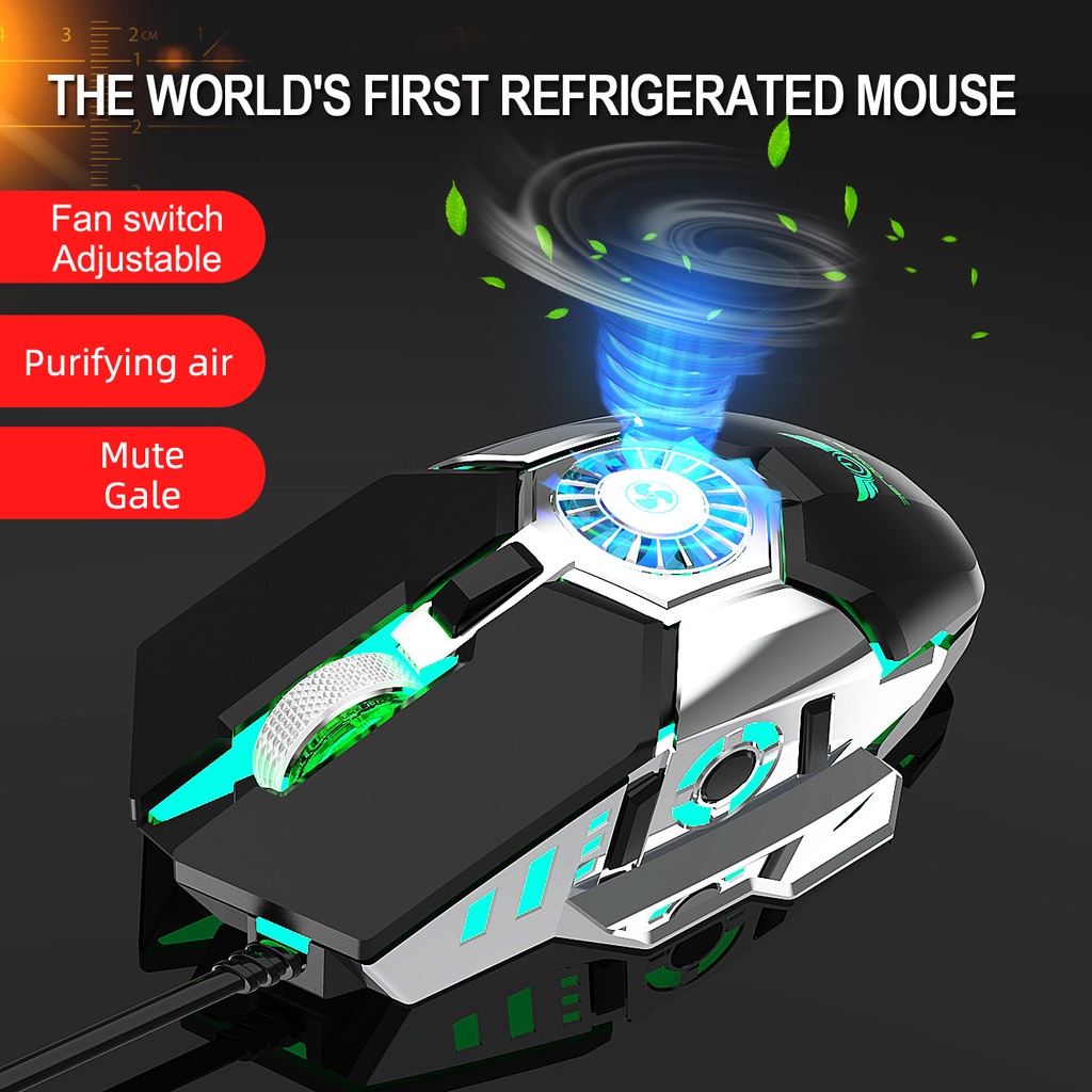 G22 Mouse Kabel Sensitif Anti Selip Dengan Kipas Pendingin 6400DPI Plug Play Mouse Gaming Untuk Desktop