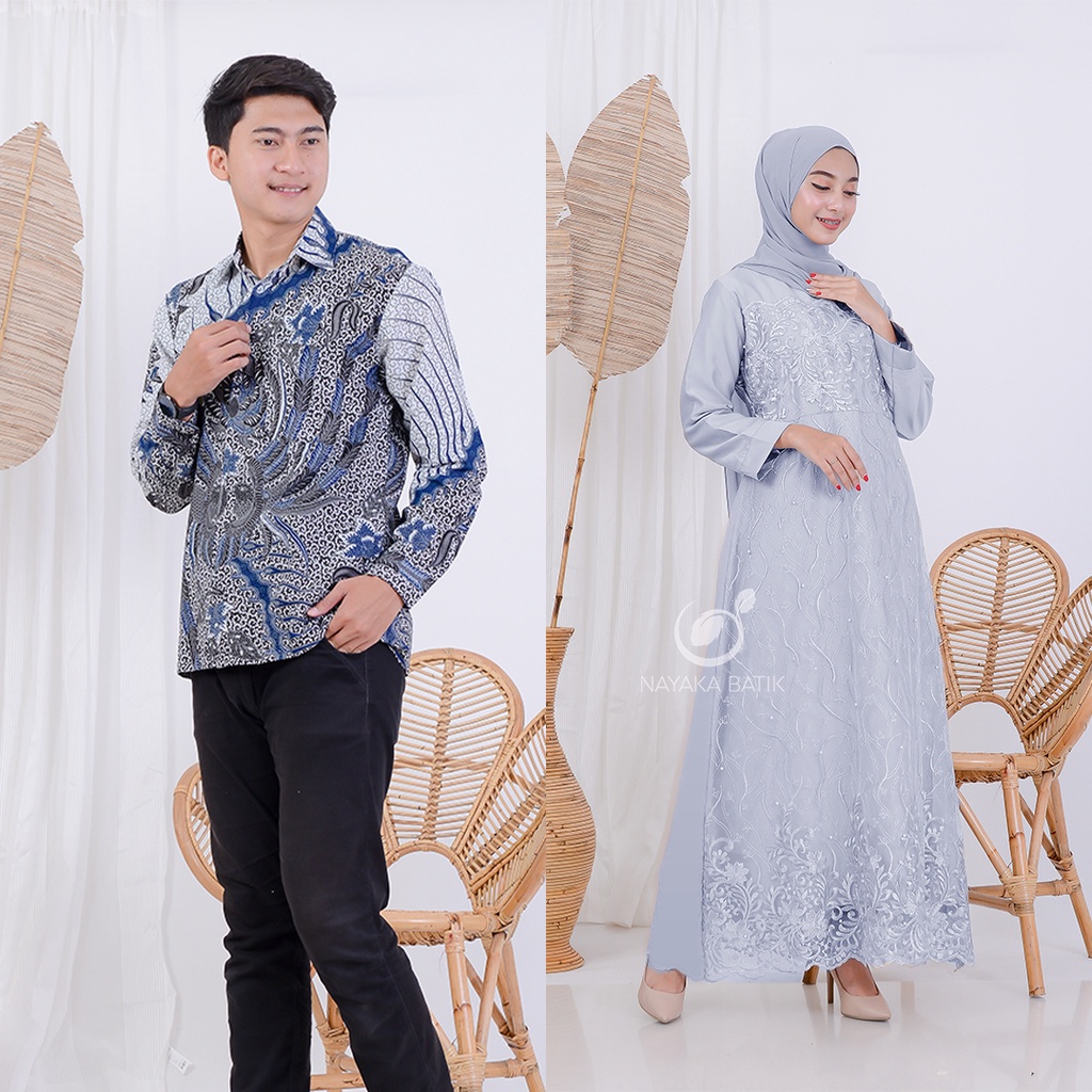 NAYAKA BATIK - BATIK COUPLE DAVINA MAXY | READY ANAK | COUPLE KELUARGA | COUPLE BAJU LEBARAN | GAMIS COUPLE BROKAT KEKINIAN | DRESS KONDANGAN