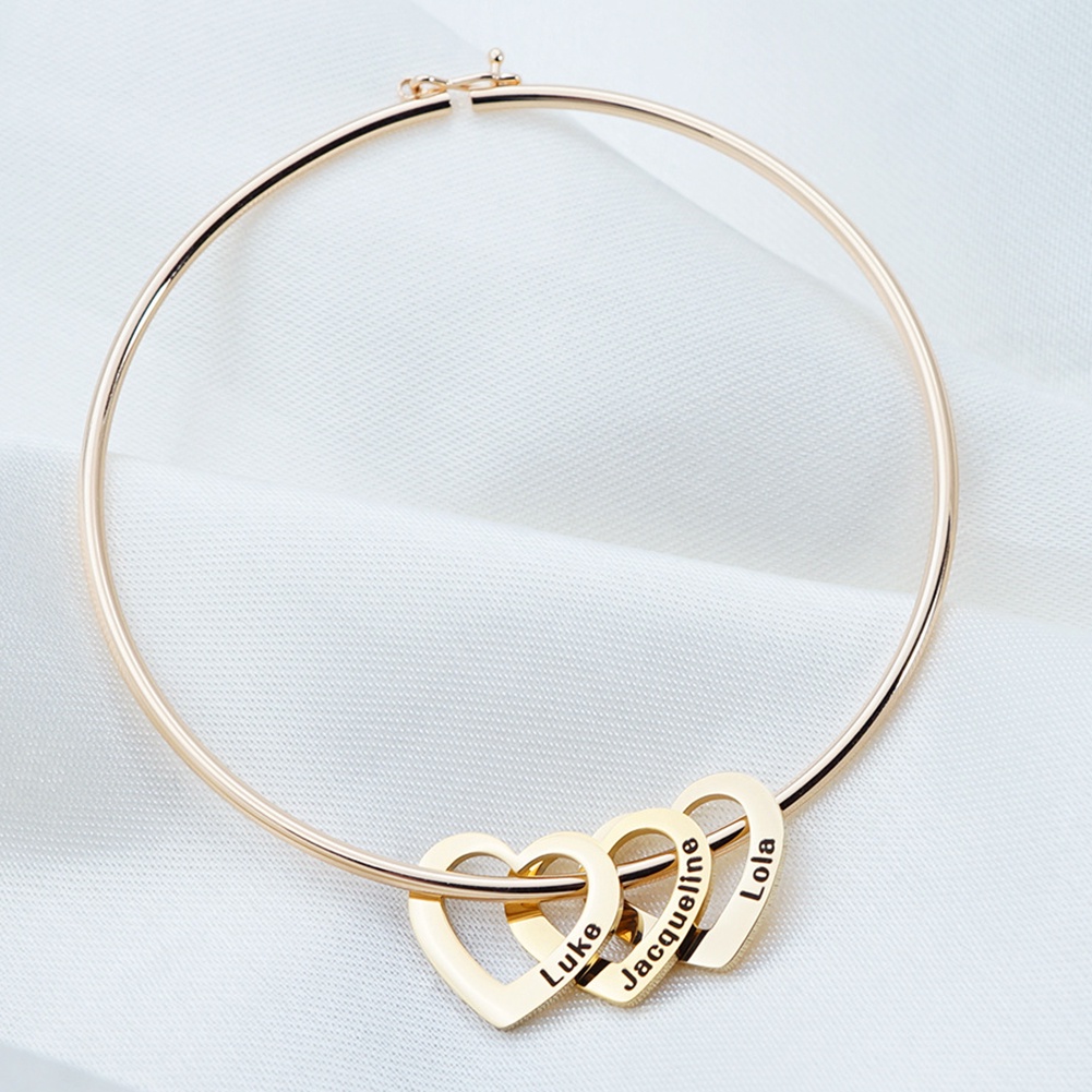 Hu Hu Hu Hu Hu Alat Bantu Pasang Kacamata♡ Gelang Bangle Stainless Steel Ukiran Nama Bentuk Hati Untuk Wanita