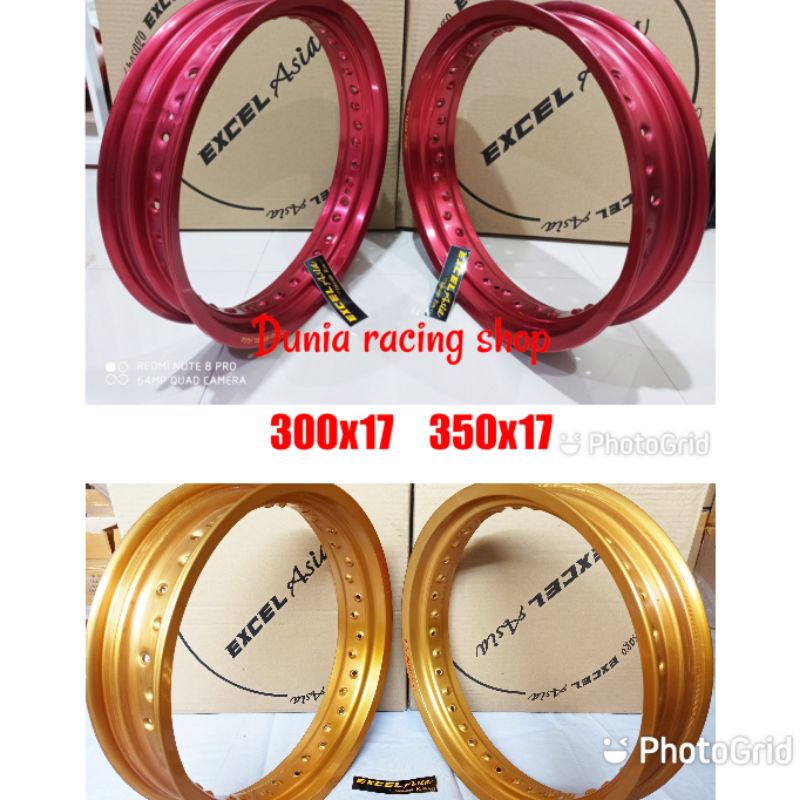 Velg Takasago Excel Asia 350 17 Hole 36 ada Hitam Merah Gold