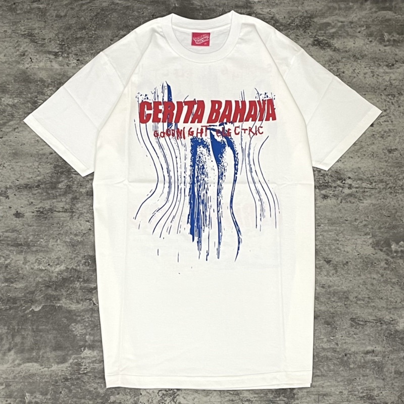 noov music merch Goodnight Electric - Cerita Bahaya Tshirt - White Kaos Pria