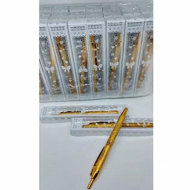 

Souvenir Pernikahan Pulpen / Bolpoint Kemasan Mika Motif isi 50 pcs free Thanks Card