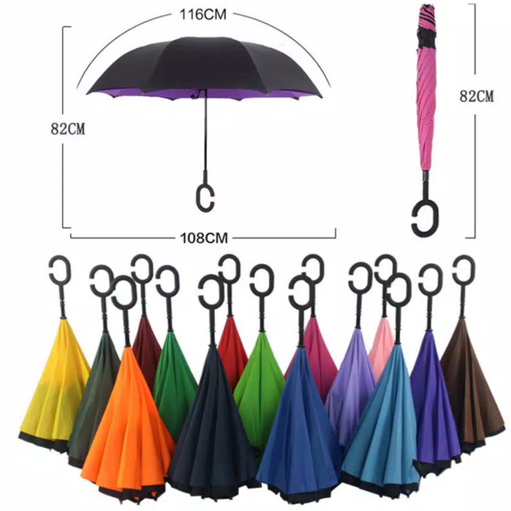 [DEASHOP] PAYUNG TERBALIK PAYUNG KAZBRELLA GAGANG C 2 LAPIS HIGH QUALITY - UPSIDE DOWN UMBRELLA